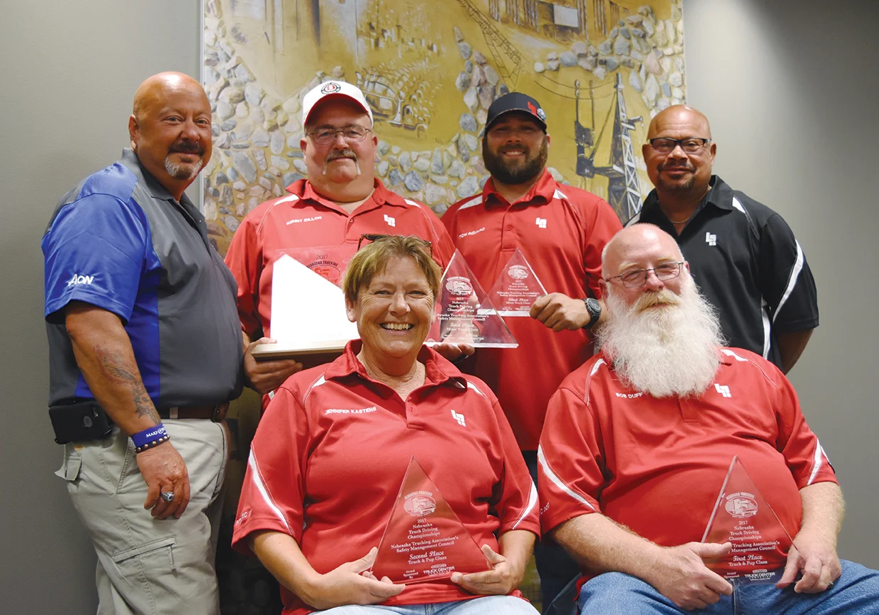 Photo by BRADY JONES/Lyman-RicheyBack row (from left): Lyman-Richey Safety Director Dave Dailey, Kenny Dillon, Tommy Inzauro, and Safety Administrator George Claxton. Front row: Jennifer Kastens and Bob Duff.