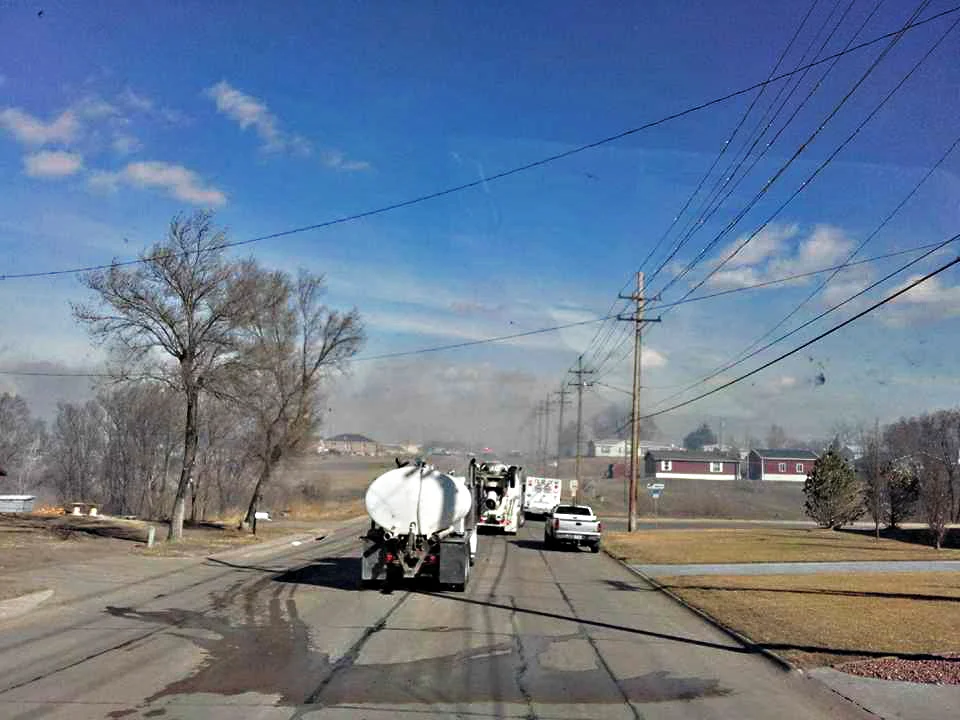 Photo by ROGER HENTHORN/Lyman-RicheyWhen the McCook fire department put out the call for trucks that could carry water for a grass fire north of town, Gerhold Concrete sent four trucks to help.&nbsp;