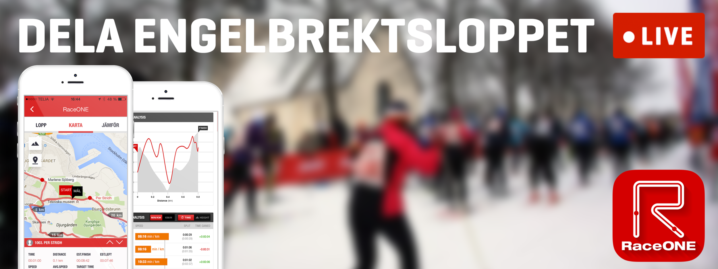 Dela ditt Engelbrektslopp live