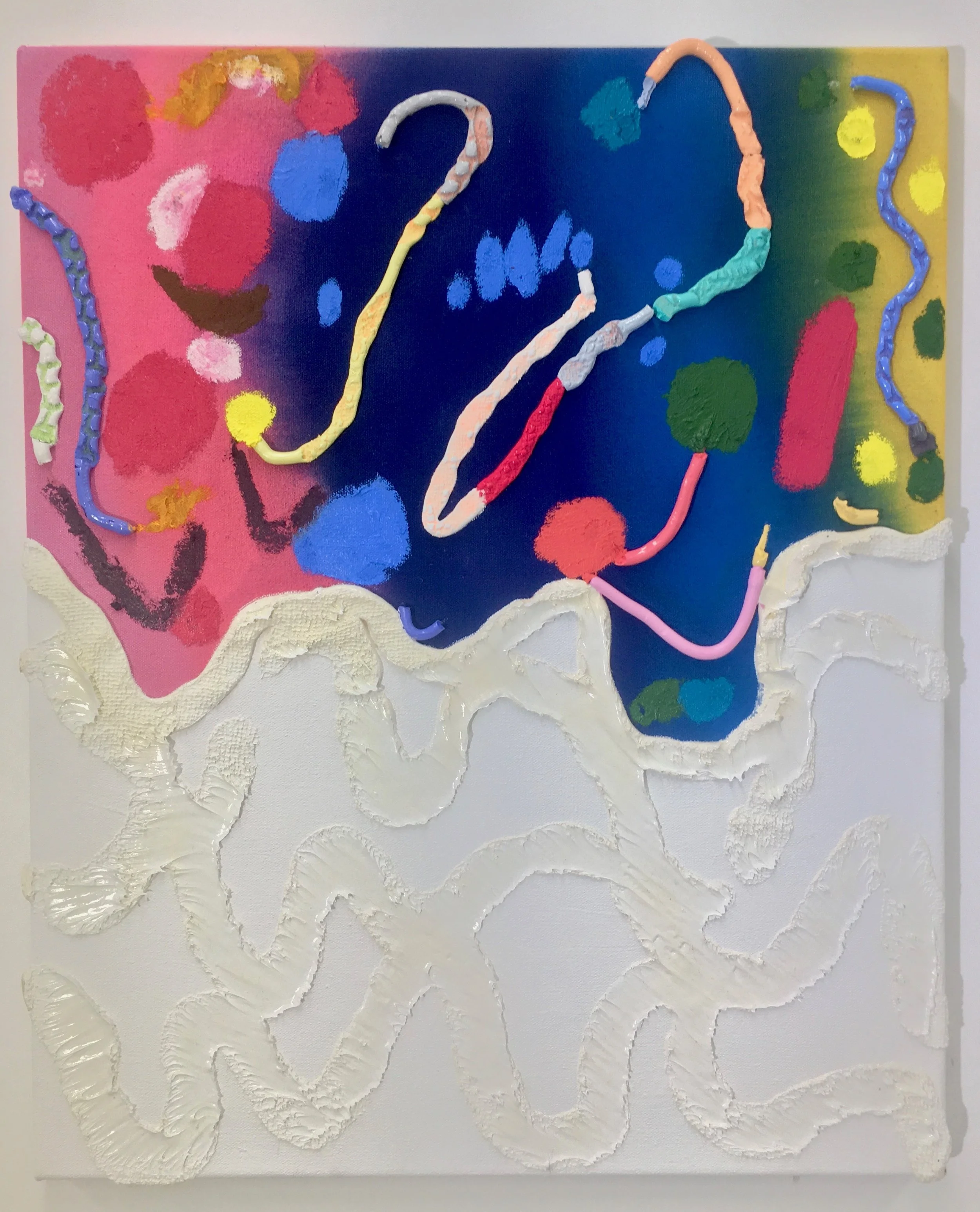 In half 2018. Acrylic and Oil on Canvas 18"X22"