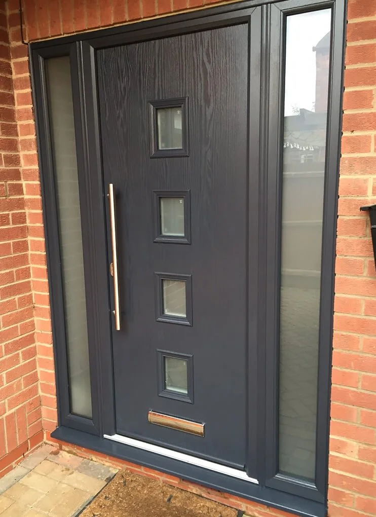 A slate grey composite door