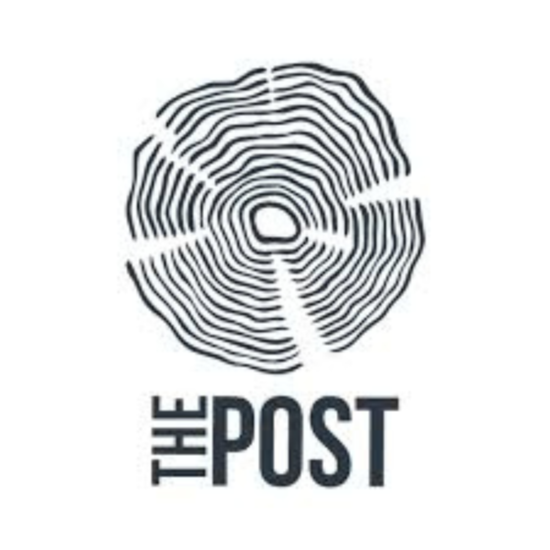 A black and white logo with a stylized tree ring cross-section and the text 'THE POST' beneath it.