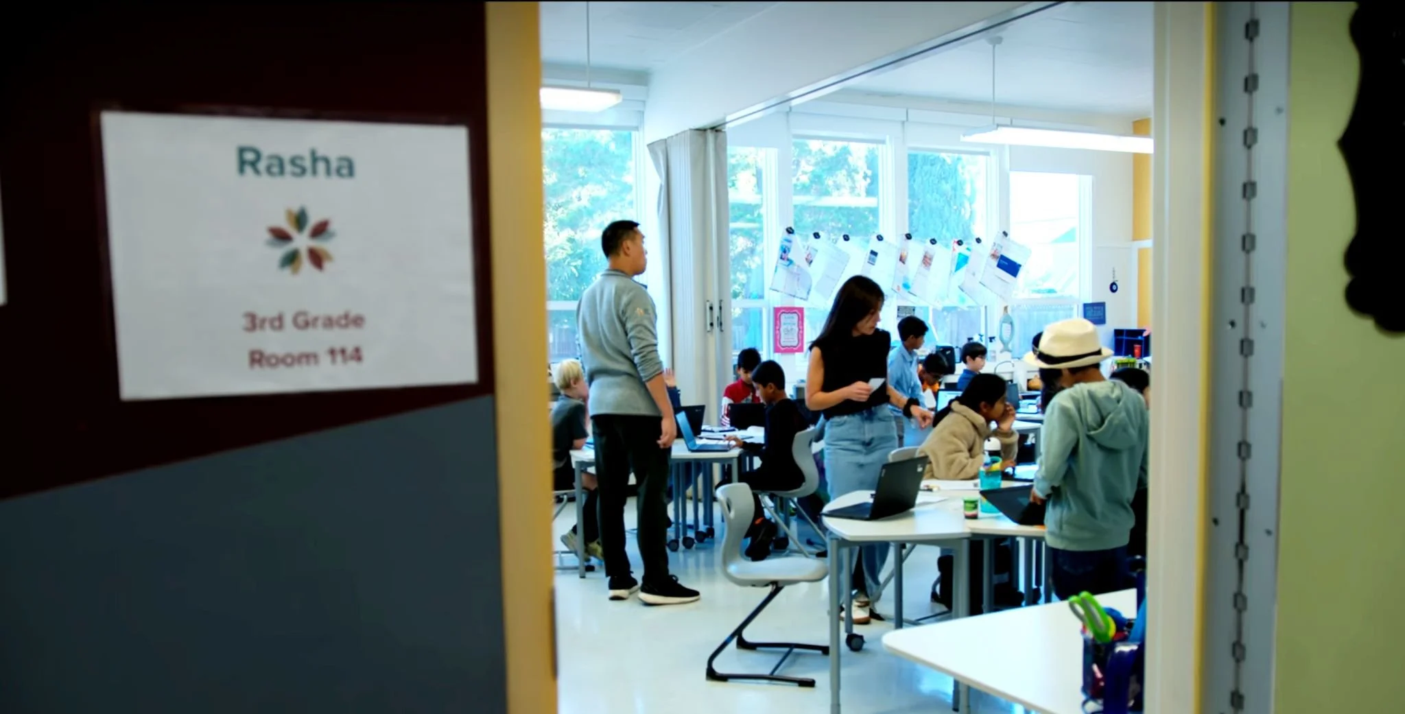 A still of Marcus Fong inside a Khan Lab School classroom captured from Netflix documentary