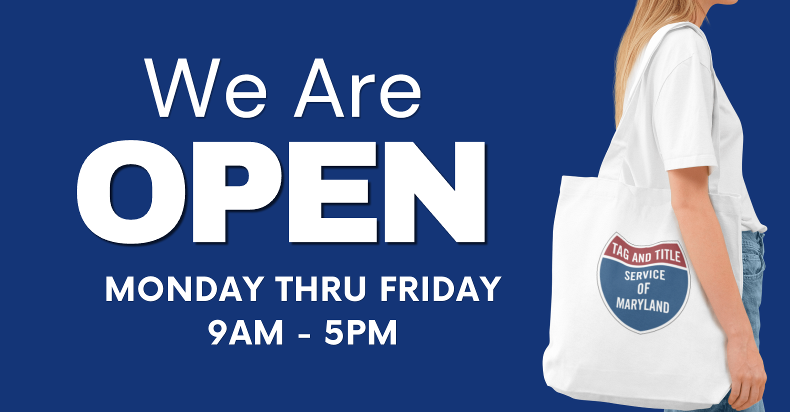 We are open Monday thru Friday 9am - 5pm