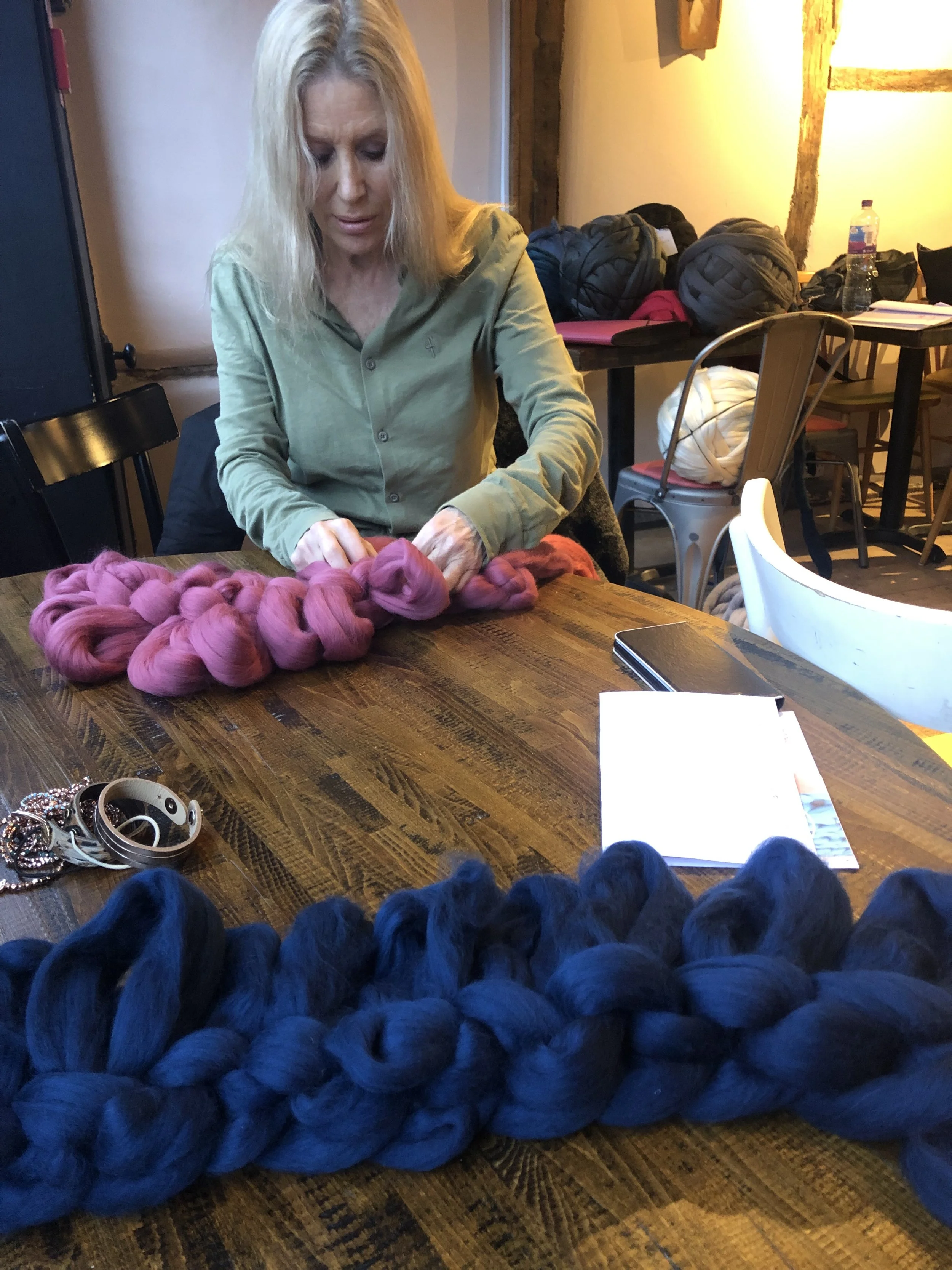Knitting with best sale your arms