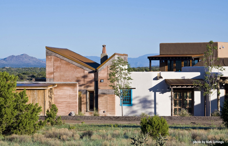 The first home in the Preserve was the off-grid Milder Home, powered by a 4.5 kilowatt-per-hour solar photovoltaic array. Located in the West Basin, it combines New Mexico’s traditional pueblo revival and territorial styles with contemporary design. The home was designed by Boston-based Signer Harris Architects and Santa Fe’s WoodMetalConcrete Arthictecture.