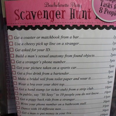 Bachlorette party scavenger hunt