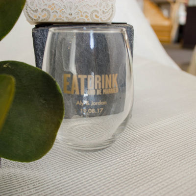 Eat Drink Be Married Wine Glass