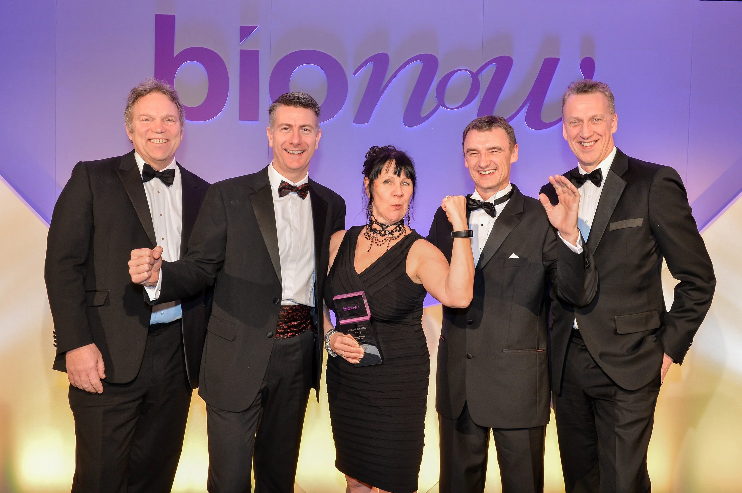 Dr Chris Doherty, Managing Director, Alderley Park with Ned Wakeman, Director, BioHub and ApconiX - winners of Start-Up of the Year Award