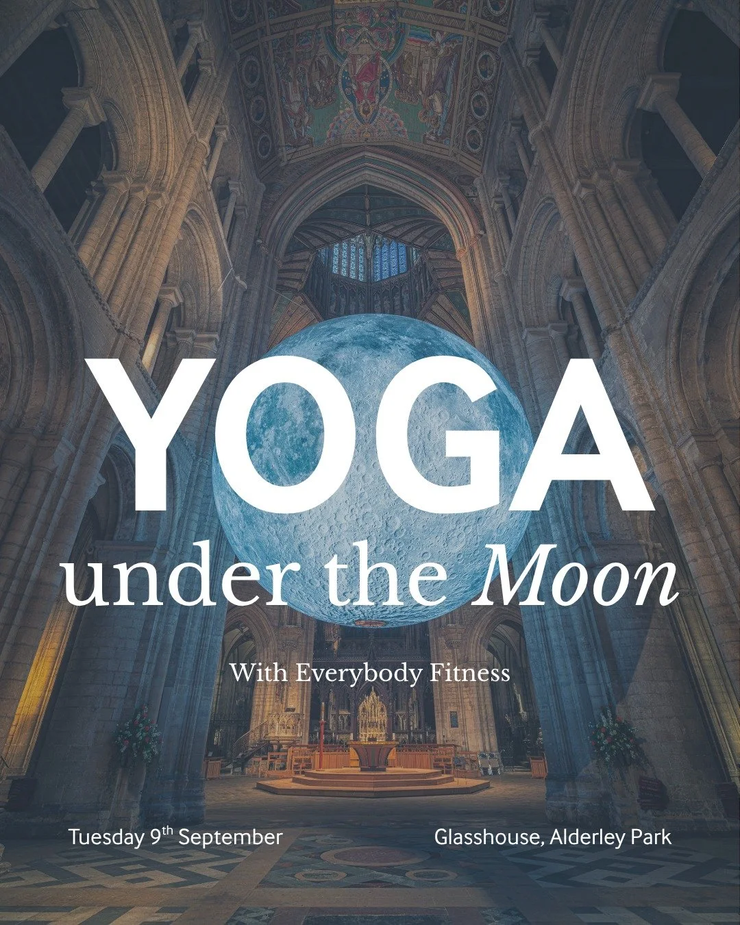 Yoga Under the Moon &ndash; Alderley Park 🧘&zwj;♀️⁣
⁣
Take a moment to slow down with an evening of moonlit yoga at Glasshouse, Alderley Park, hosted by Everybody Fitness, on Monday 9 September, 5:30&ndash;6:30pm 🌕⁣
⁣
Unwind with a calming flow, en