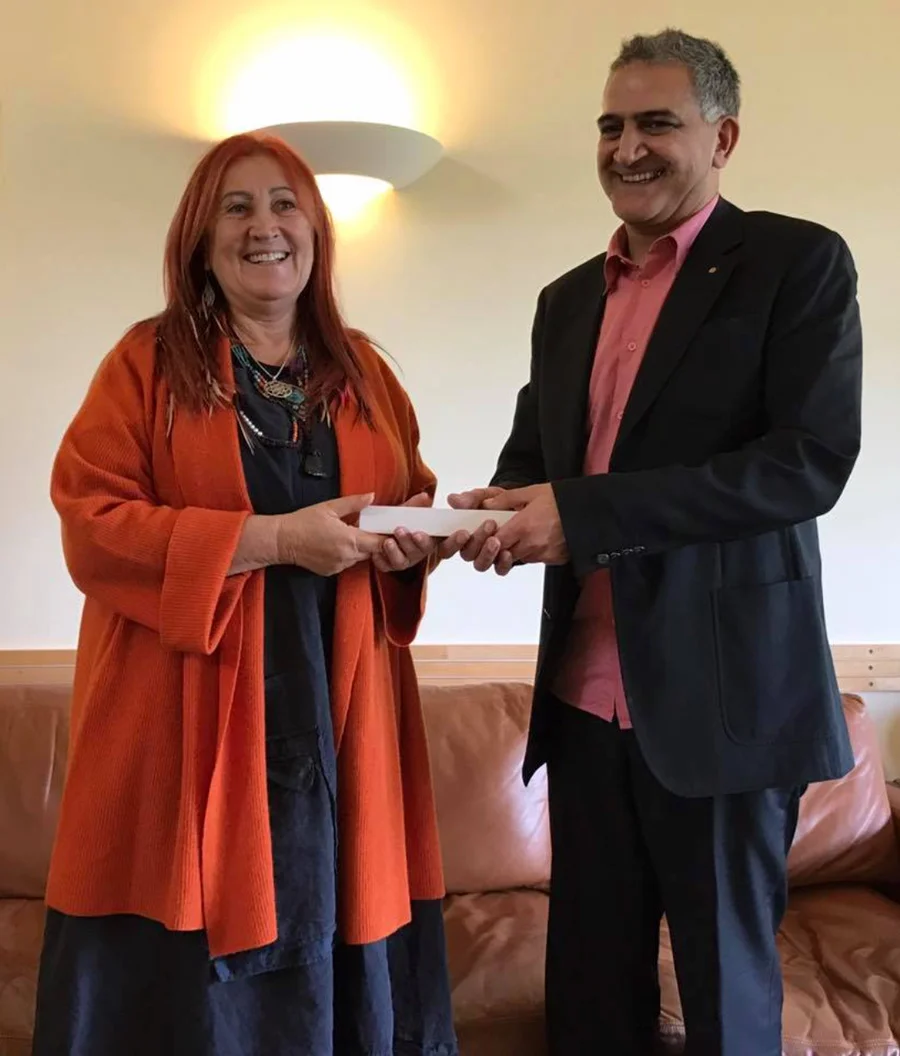 Receiving new Gohonzon from David Woodger at Taplow Court, S.G.I. UK Headquarters, 2017
