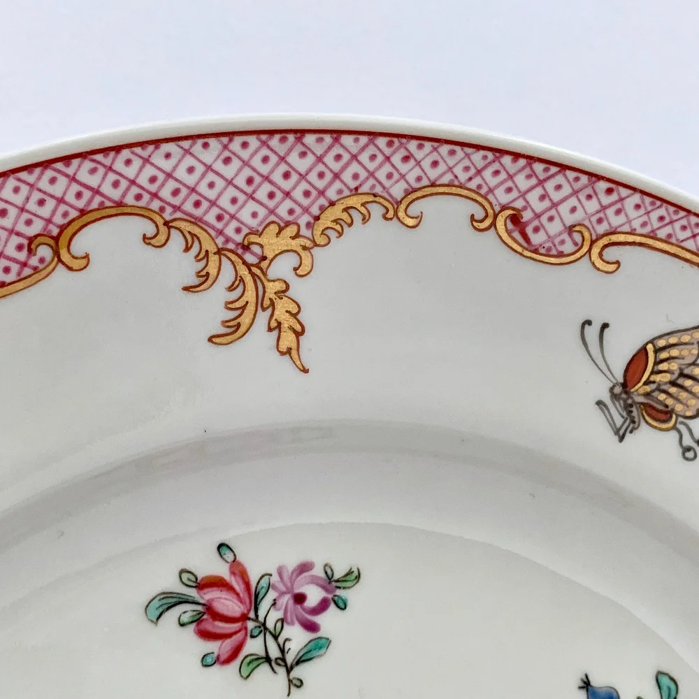 Set of Eight French Pink Porcelain Plates - Chinese Export Samson
