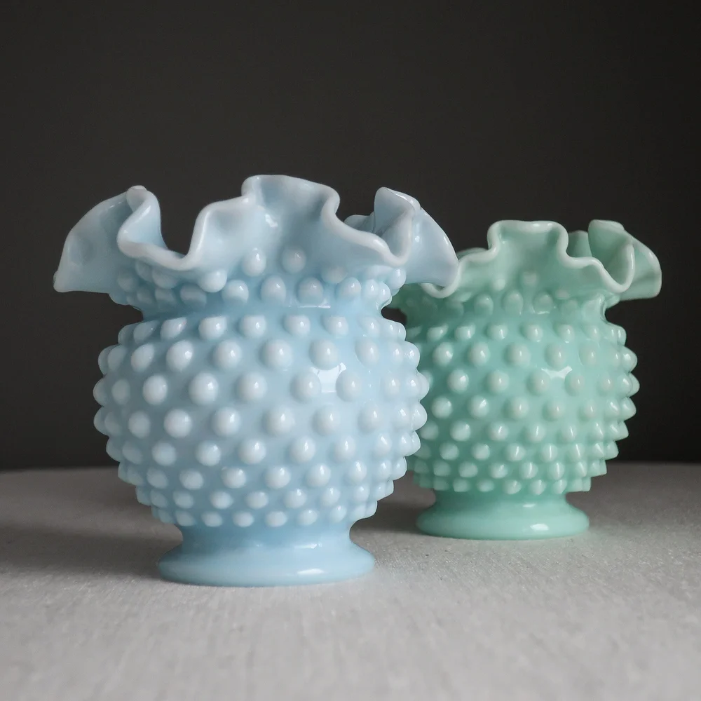 Blue Pastel Milk Glass Hobnail Vase by Fenton, 1950s — Jeni Sandberg