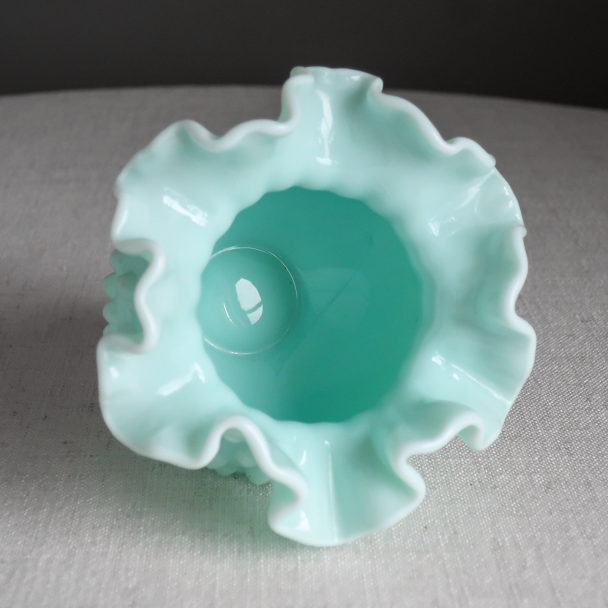 Green Pastel Hobnail Milk Glass Vase by Fenton, 1950s — Jeni Sandberg