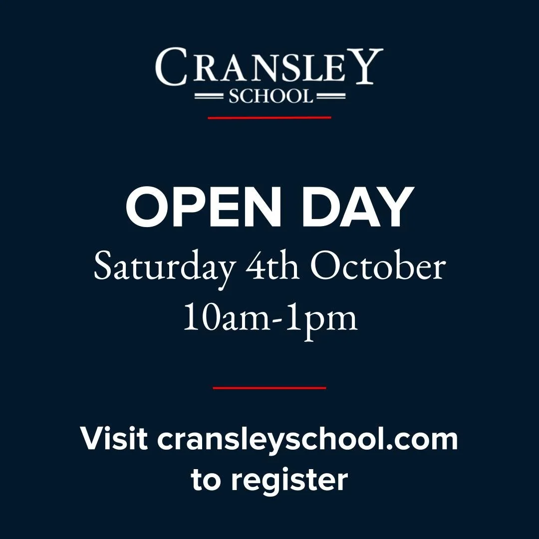 We are now at capacity for our Open Day tomorrow. 

If you have missed out, please give us a call next week on 01606891747, or email admissions@cransleyschool.org.uk.

For those of you who have registered, see you tomorrow!