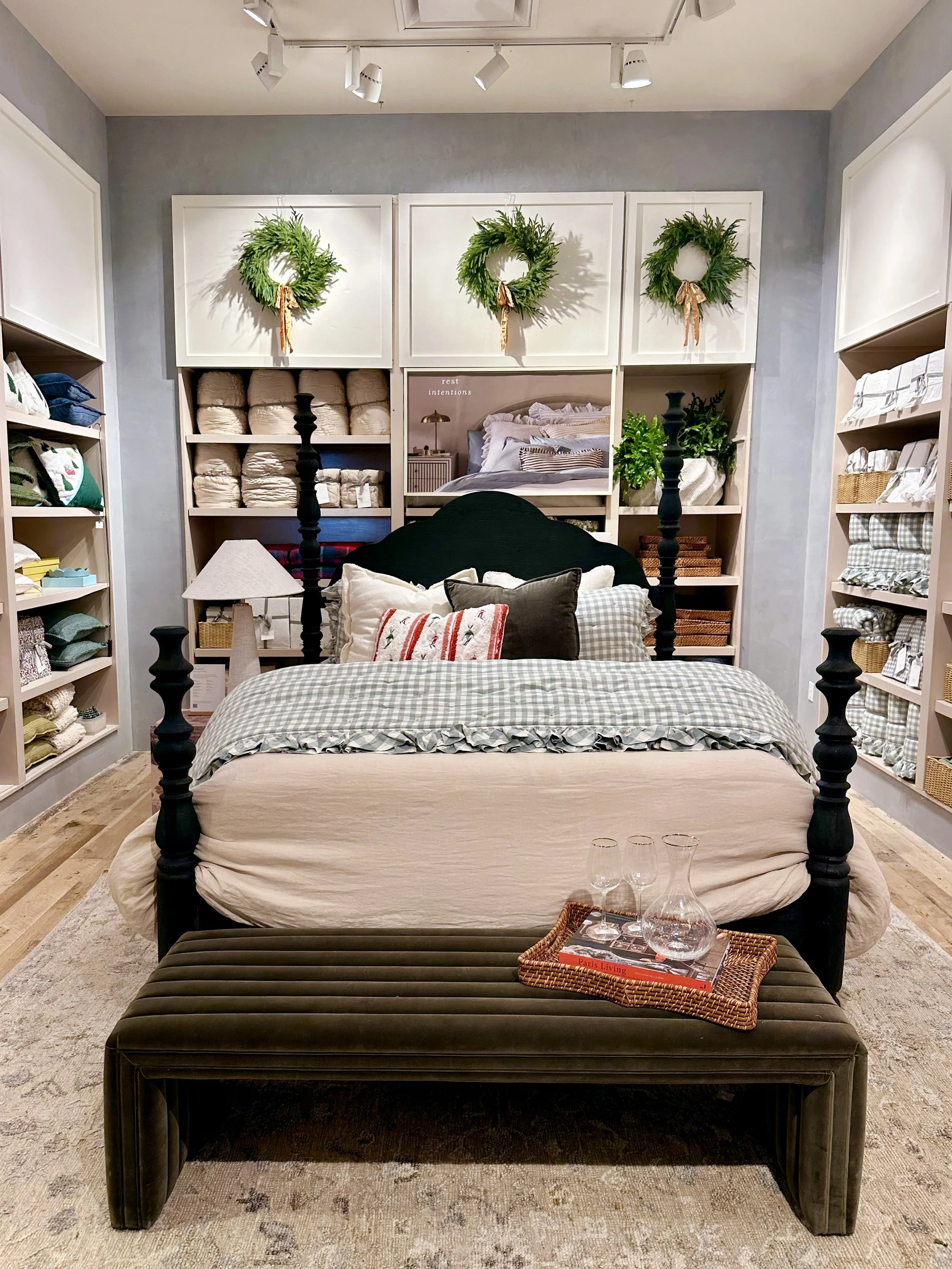    Anthropologie Holiday ‘25 Interiors:    Custom sized cabinets constructed and painted. 