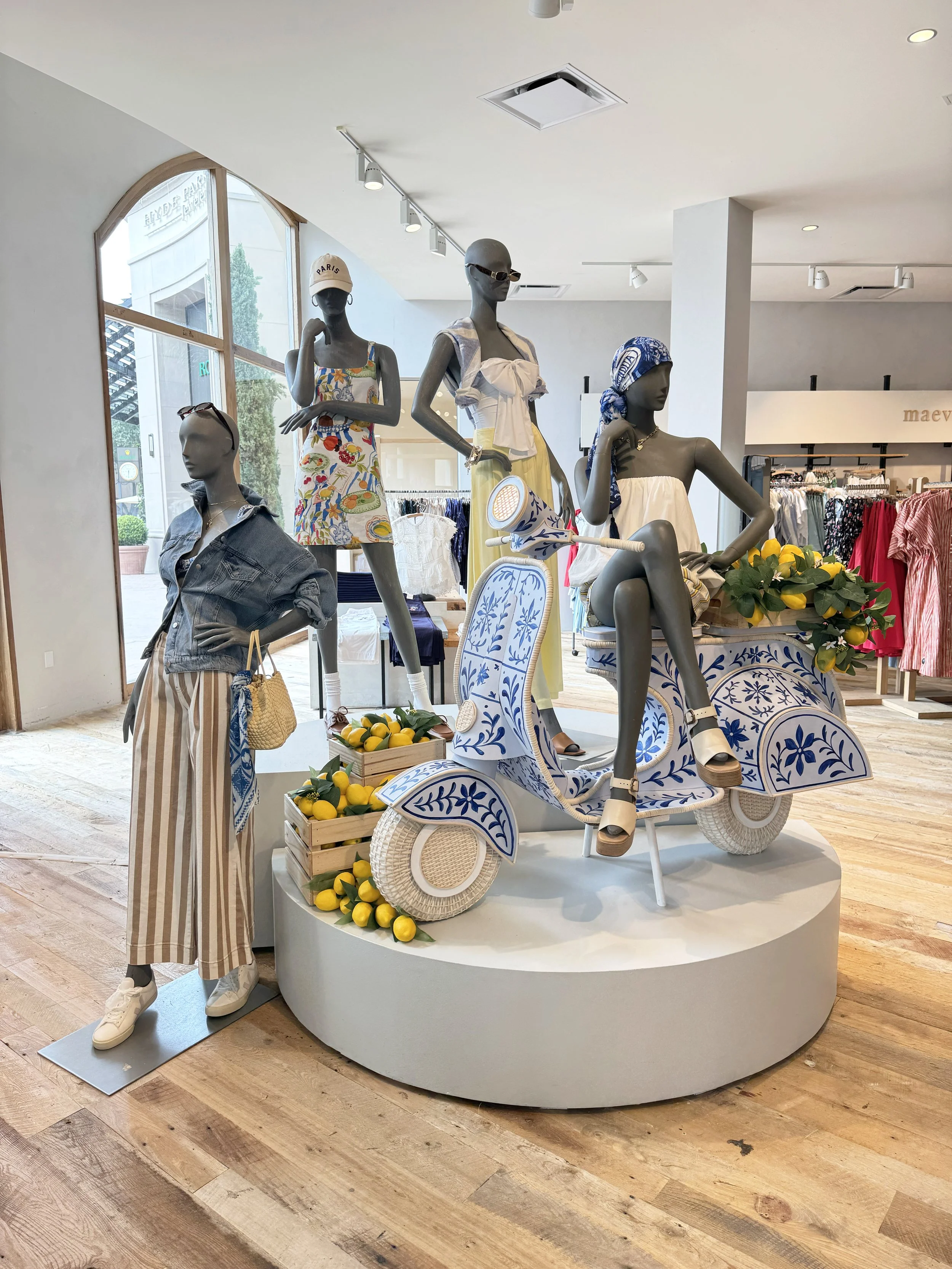    Anthropologie Summer ‘25 Interiors:    Scooter built and hand painted with rattan details. 