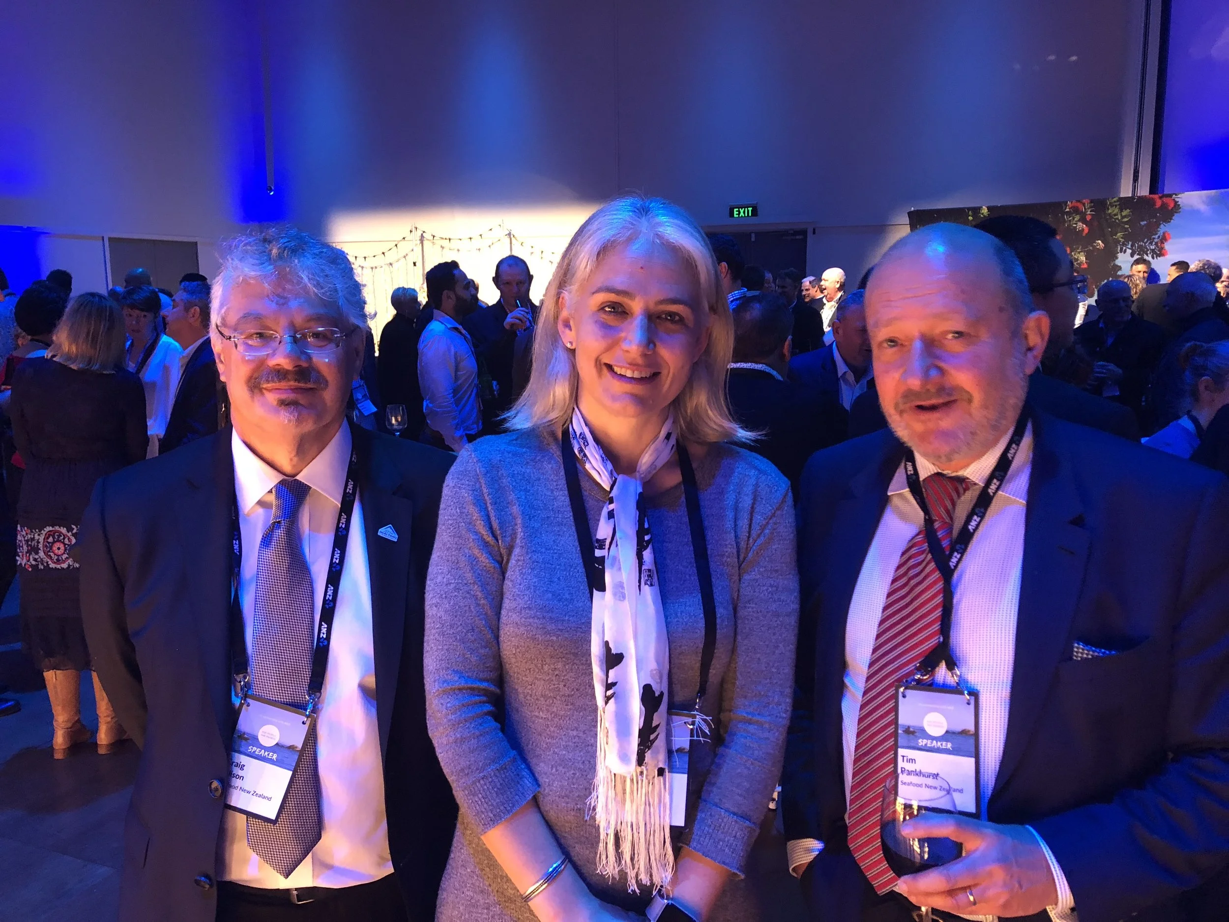 From left to right, Craig Ellison, Executive Chair Seafood New Zealand, Prof Moninya Roughan, Chief Scientist MetOcean Solutions, and Tim Pankhurst, Chief Executive Seafood New Zealand.