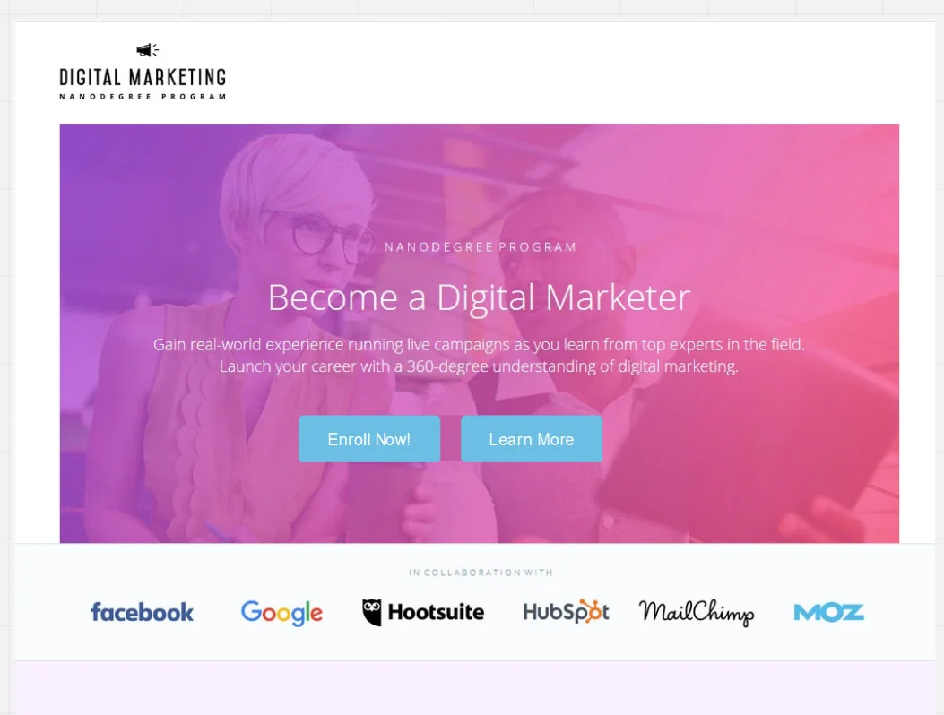 Become a Digital Marketer, my suggestion to improving the website UI
