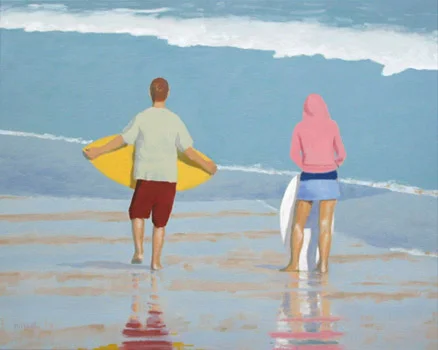 Skimboarding, oil on linen, 24x30