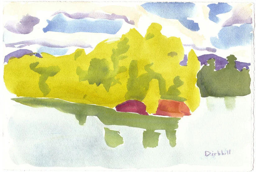 Saranac River, 7 x 10.5, gouache