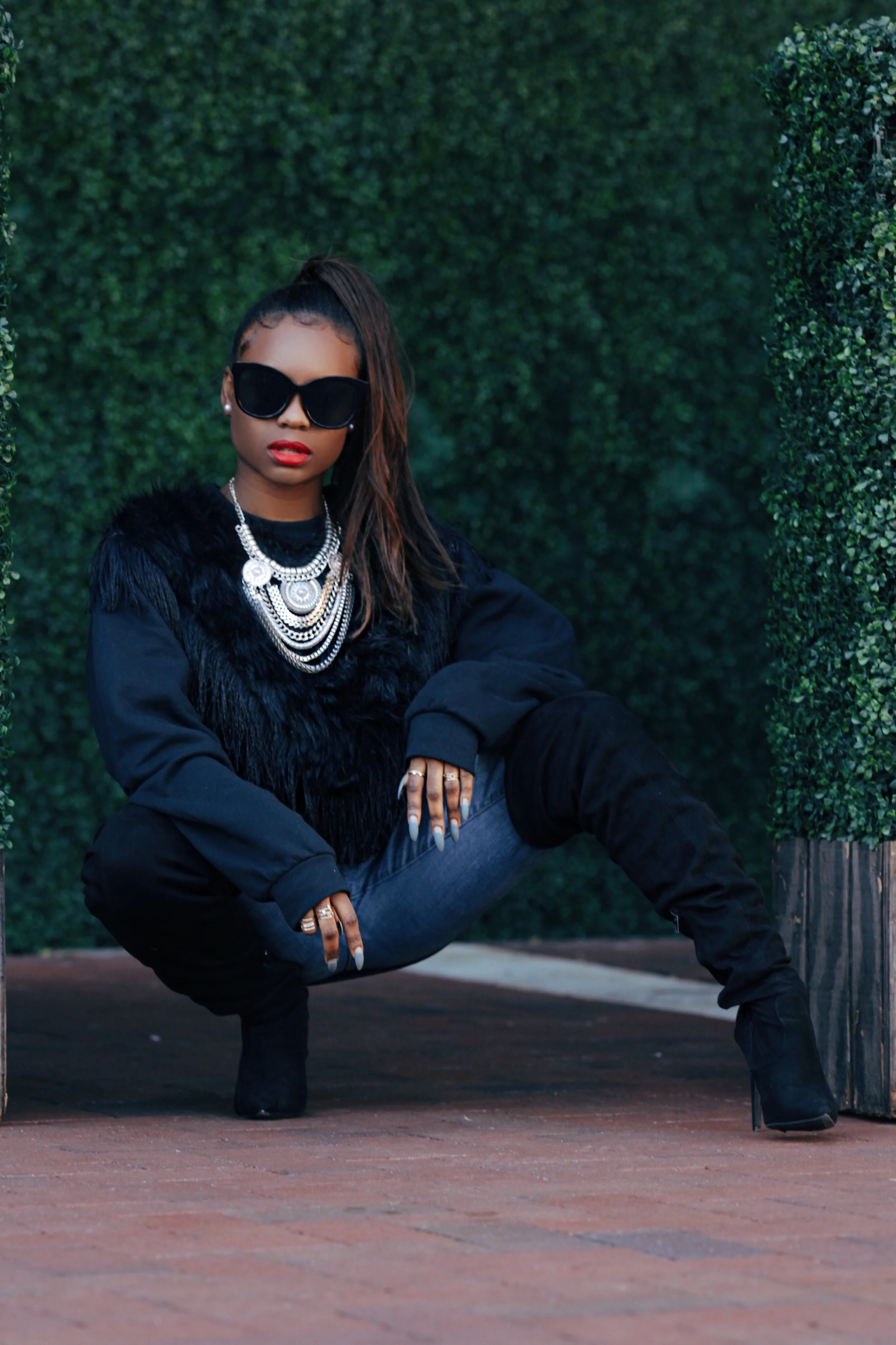 Faux Fur Fringe Black