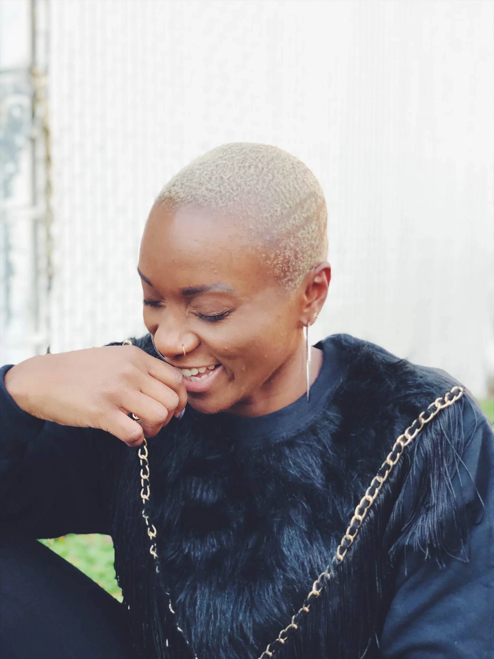 Faux Fur Fringe Chain (Black & Gold)