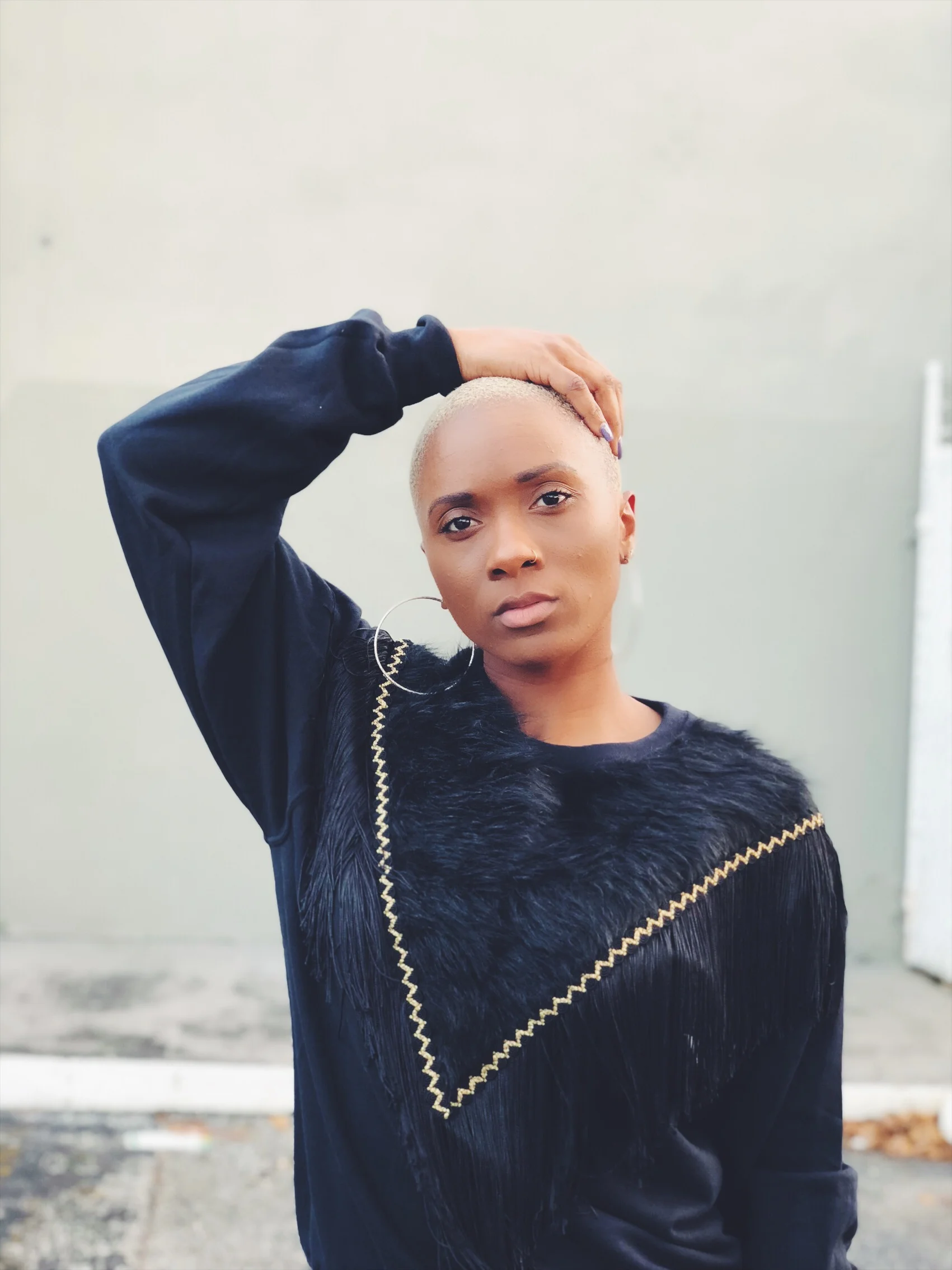 Faux Fur Zig Zag (Black & Gold)