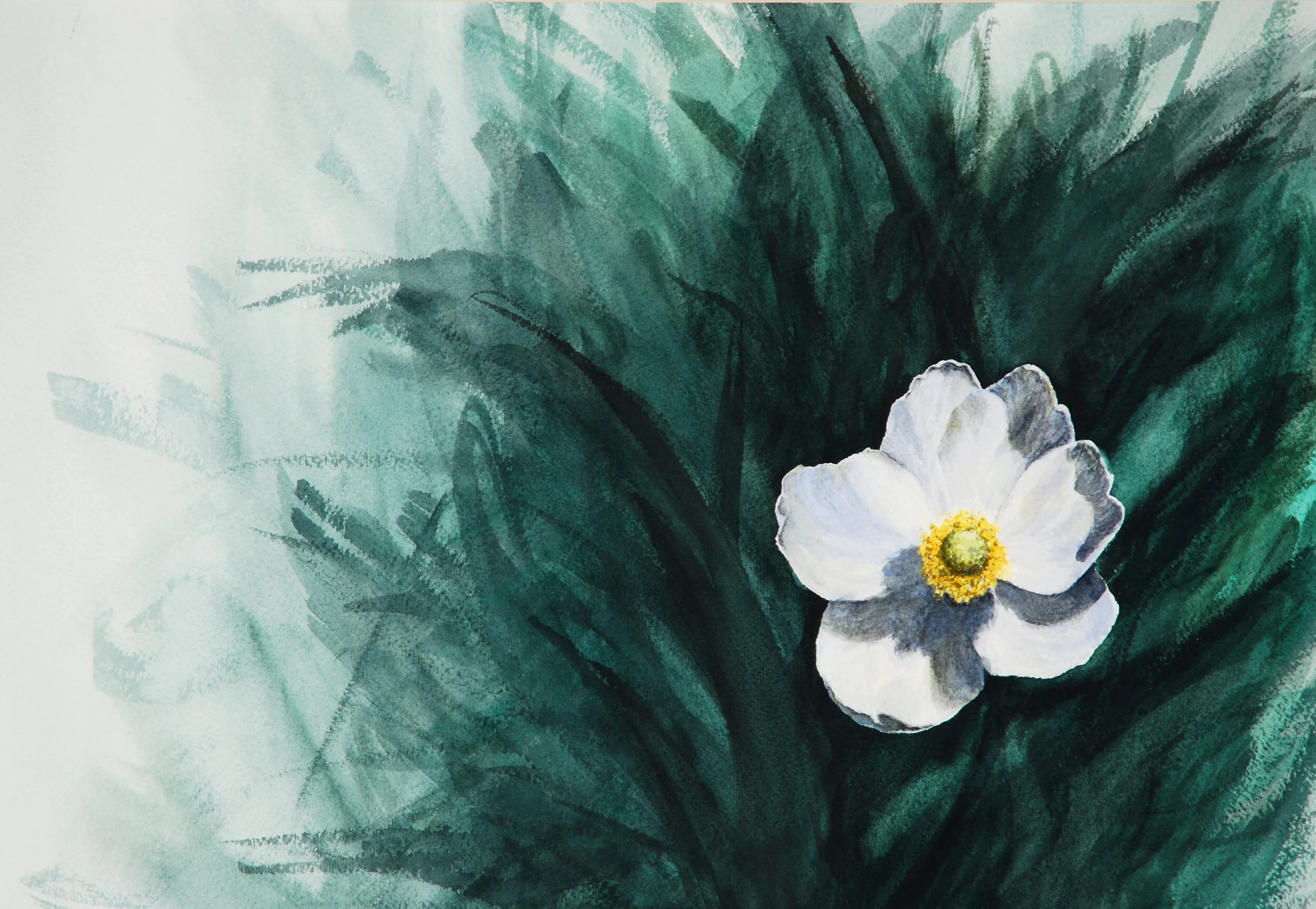 “Solitude” by Stacy Marie Hawley, Watercolor, 2007.This painting came about when I was learning that I was an introvert and how important finding solitude was for me. Living on campus and sharing a room at the time made it difficult to have solidari…