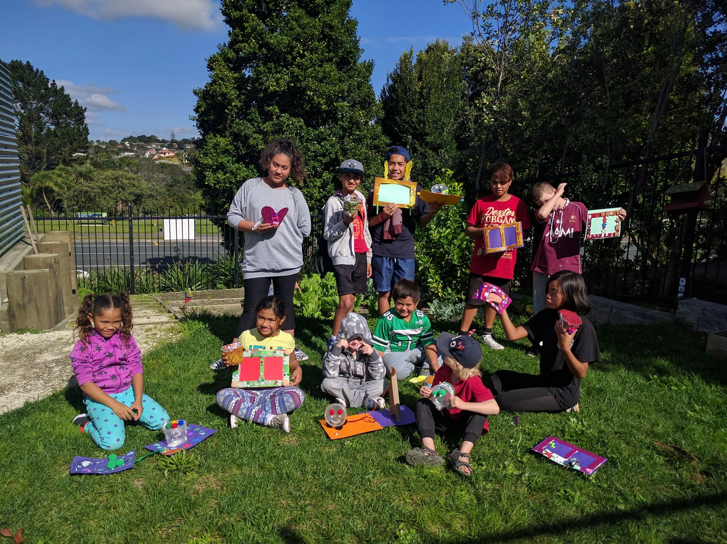 Some of our youth showing off their creations during the term one holiday programme 