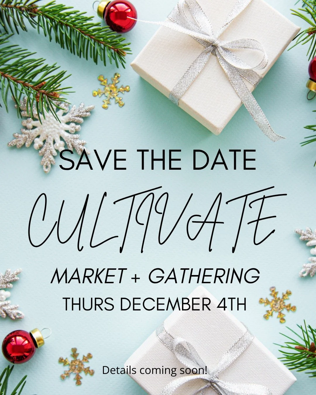 Save the Date!  Mark your calendars!  Do all the things!  We can't wait to see you at our Annual Holiday Market + Gathering!  This is everyone's favorite Cultivate event of the year! 
Join us for a festive night filled with some of Atlanta's favorit