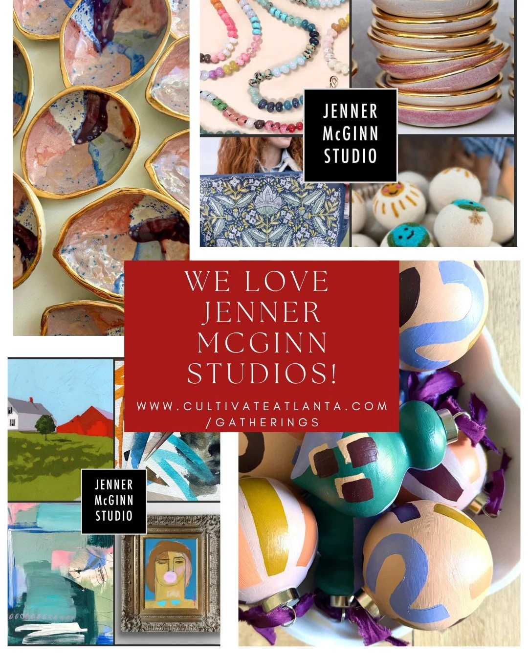 Our Holiday Market + Gathering is Thursday, December 4th and we wanted to spotlight one of our awesome vendors! Cultivate loves @jennermcginnstudio! Jenner McGinn has you covered if you are looking for artful and thoughtful gifts this holiday season.