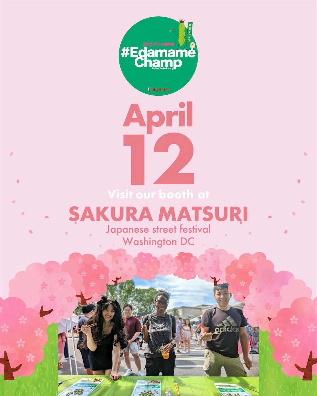 Join us on April 12 at Sakura Matsuri 🌸 in DC - the largest celebration of Japanese culture in the United States organized by @jaswdc! Participate in a fun #EdamameChamp chopsticks challenge at our booth or watch our bento demonstration on stage.

1