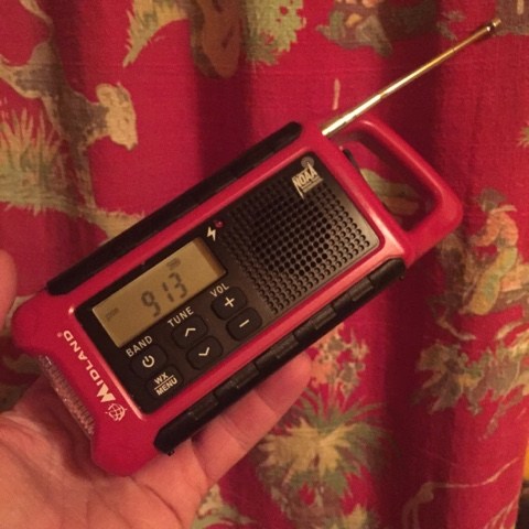 This radio is one thing that can be found in our Calving Toolbox. It has the weather channel and a charger.