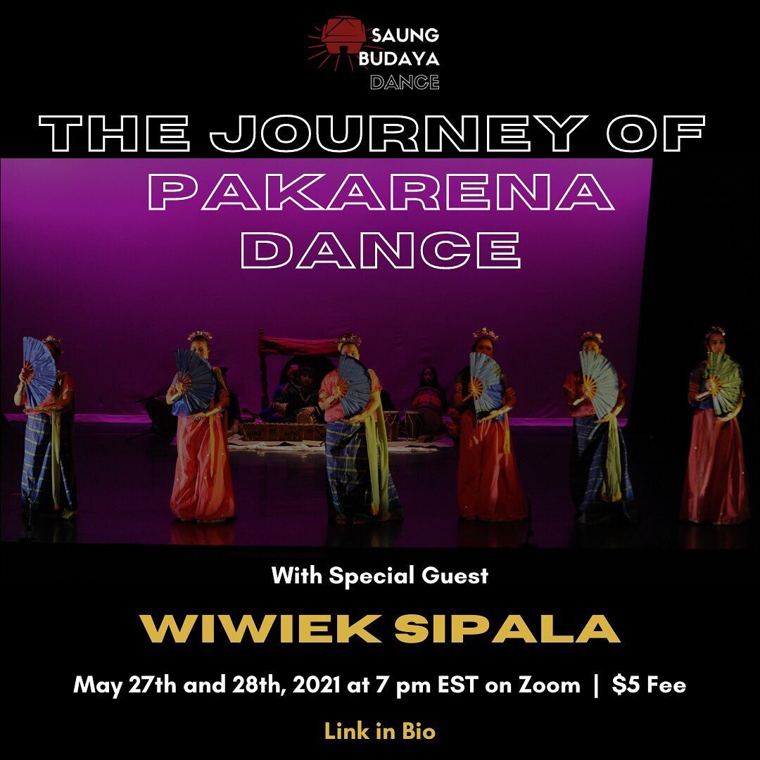 Join us Thursday May 27th and Friday May 28th at 7pm on Zoom for our Master Artist Dance Series: The Journey of Pakarena Dance with Wiwiek Sipala! 

Wiwiek will explain the history and culture behind Pakarena Dance on Day One and Amalia will demonstr