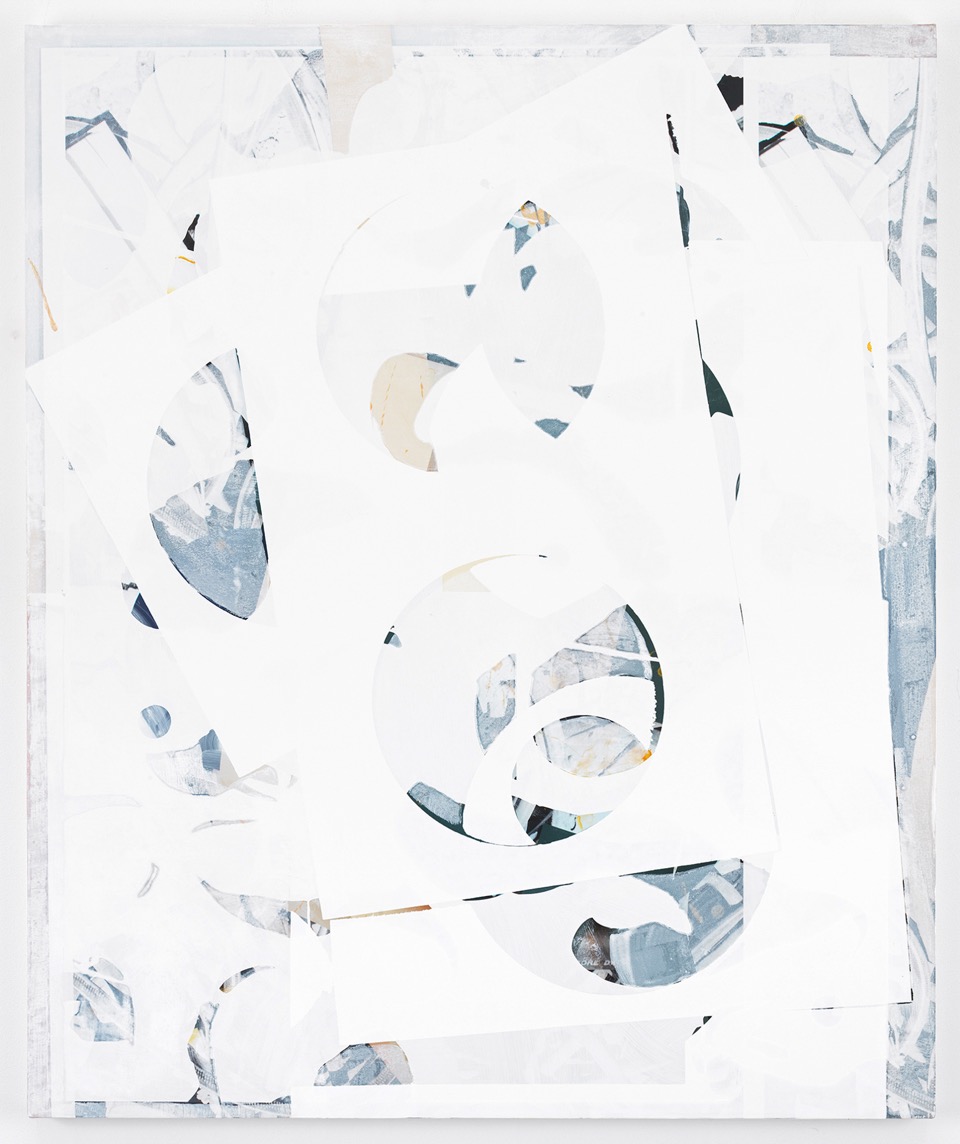 Composite 2 (white stack), 2016 Acrylic, oil and UV cured ink on canvas over aluminum 48 x 40 inches 121.9 x 101.6 cm