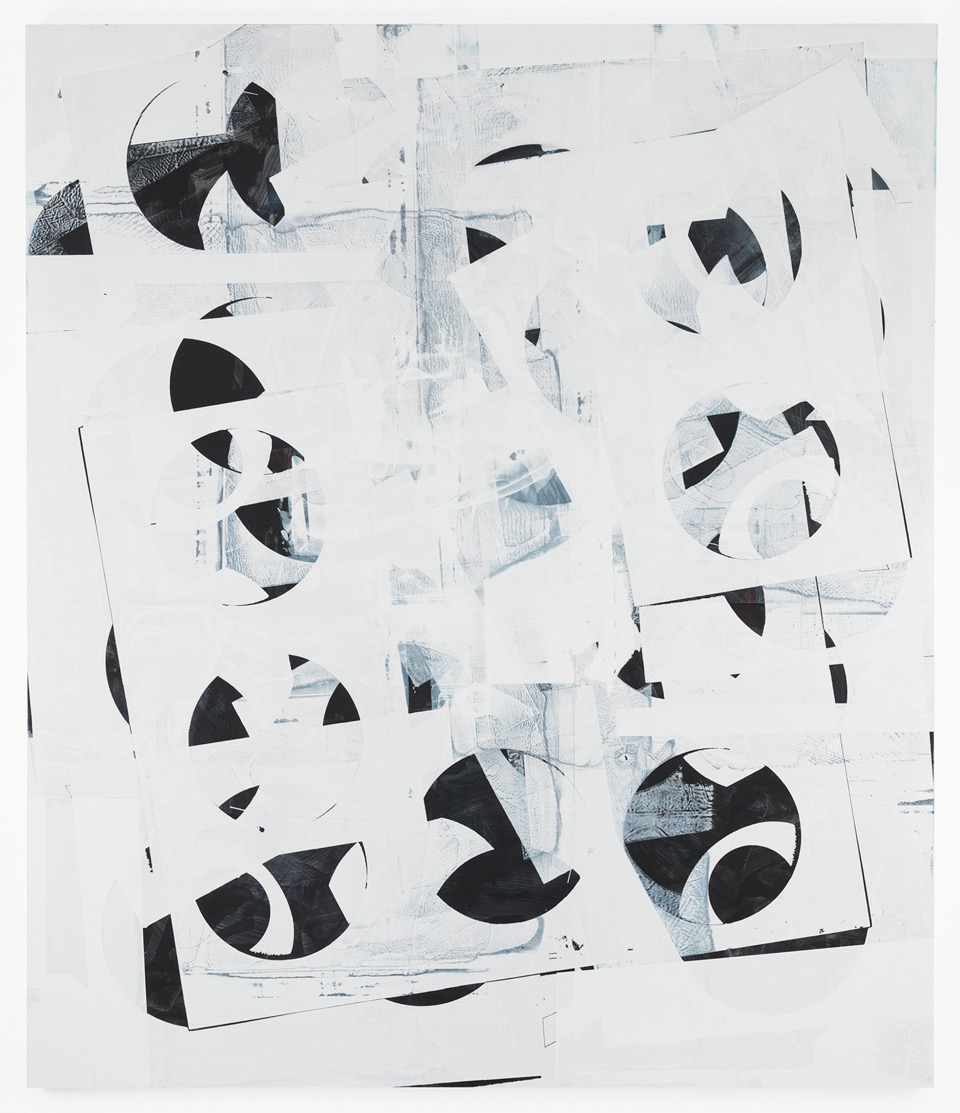  Composite 10 (pivot white), 2016  Acrylic, and oil on wood  77 x 66 inches  195.6 x 167.6 cm       