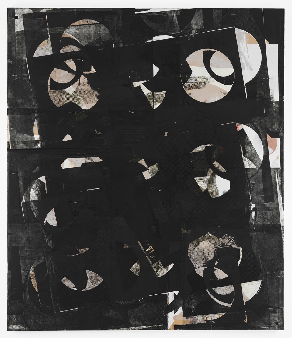  Composite 11 (pivot black), 2016  Acrylic, and oil on wood  77 x 66 inches  195.6 x 167.6 cm       