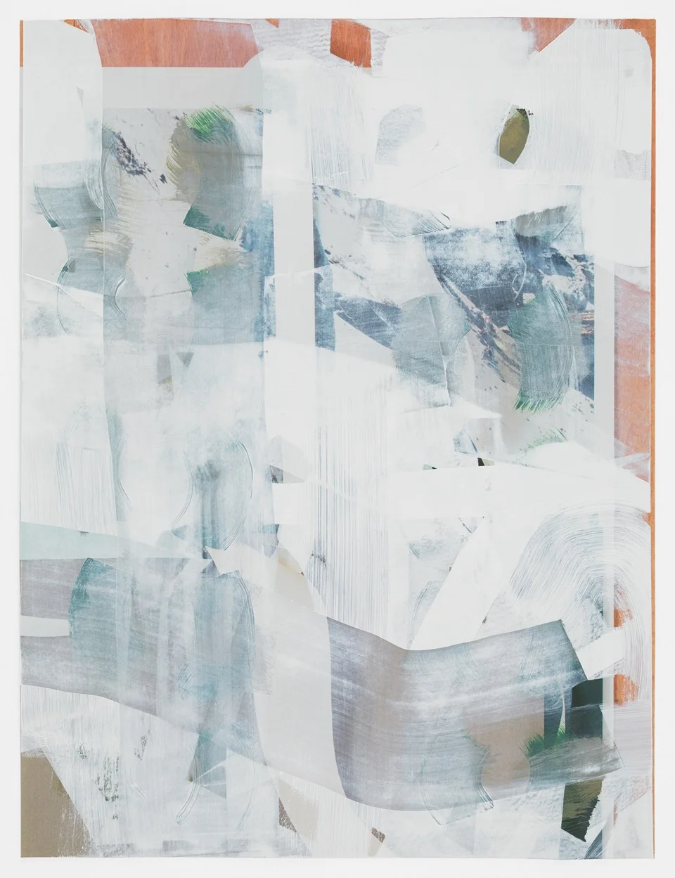 Untitled Composite, 2016 Oil and UV cured ink on paper 34 x 25-1/2 inches 86.4 x 64.8 cm