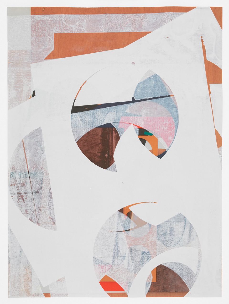 Untitled Composite, 2016 Oil and UV cured ink on paper 34 x 25-1/2 inches 86.4 x 64.8 cm