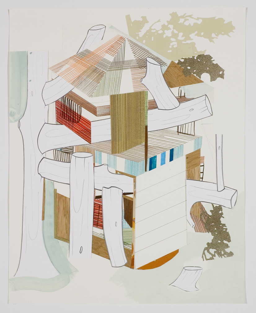  Houses &amp; Timbers 24, 2006  Pencil, gouache and collage on paper  17 x 14 inches  43.18 x 35.56 cm       