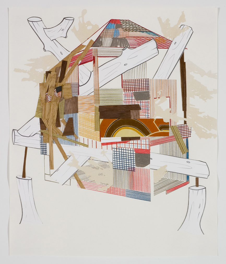  Houses &amp; Timbers 30, 2006  Pencil, gouache and collage on paper  17 x 14 inches  43.18 x 35.56 cm       