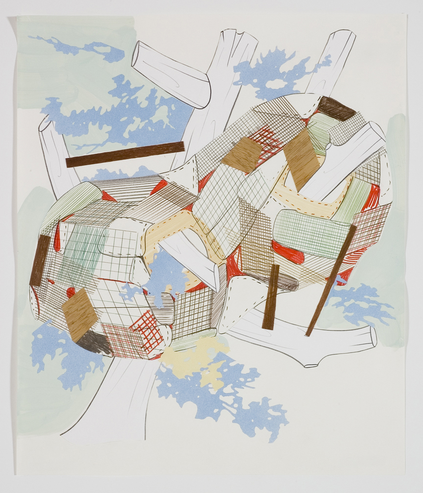  Houses &amp; Timbers 32, 2006  Pencil, gouache and collage on paper  17 x 14 inches  43.18 x 35.56 cm       