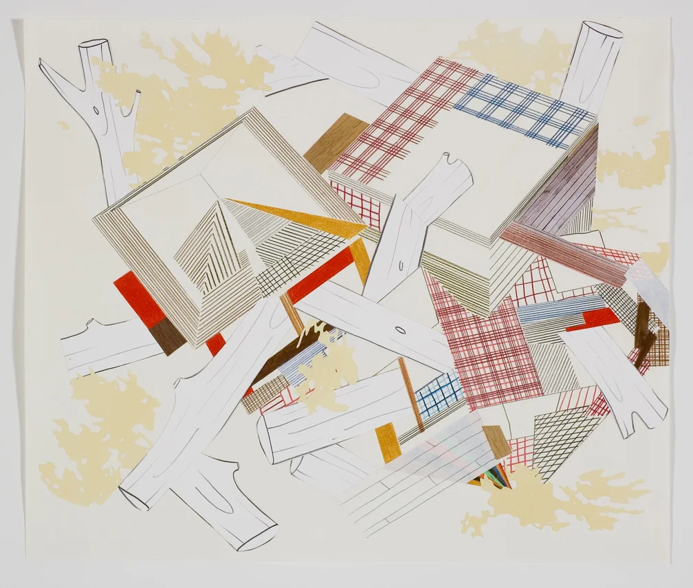 Houses & Timbers 33, 2006 Pencil, gouache and collage on paper 17 x 14 inches 43.18 x 35.56 cm
