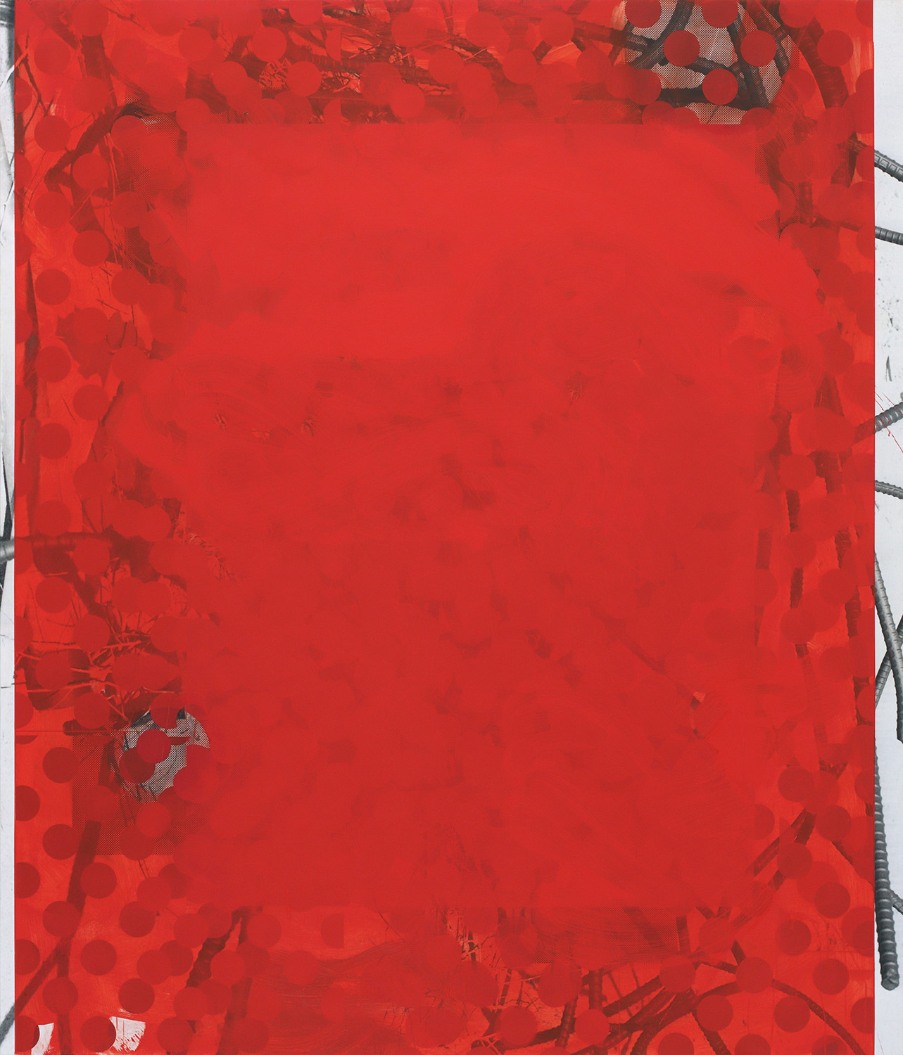  Red Wedding, 2014  Oil and UV cured ink on canvas over panel  84 x 72 inches  213.36 x 182.88 cm       