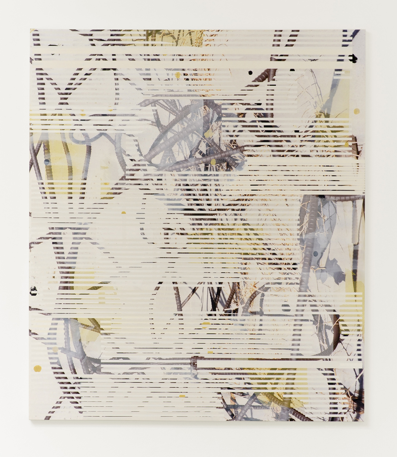  Untitled (rebar 2), 2013  Acrylic, oil and UV cured ink on canvas over panel  84 x 72 inches  213.36 x 182.88 cm       