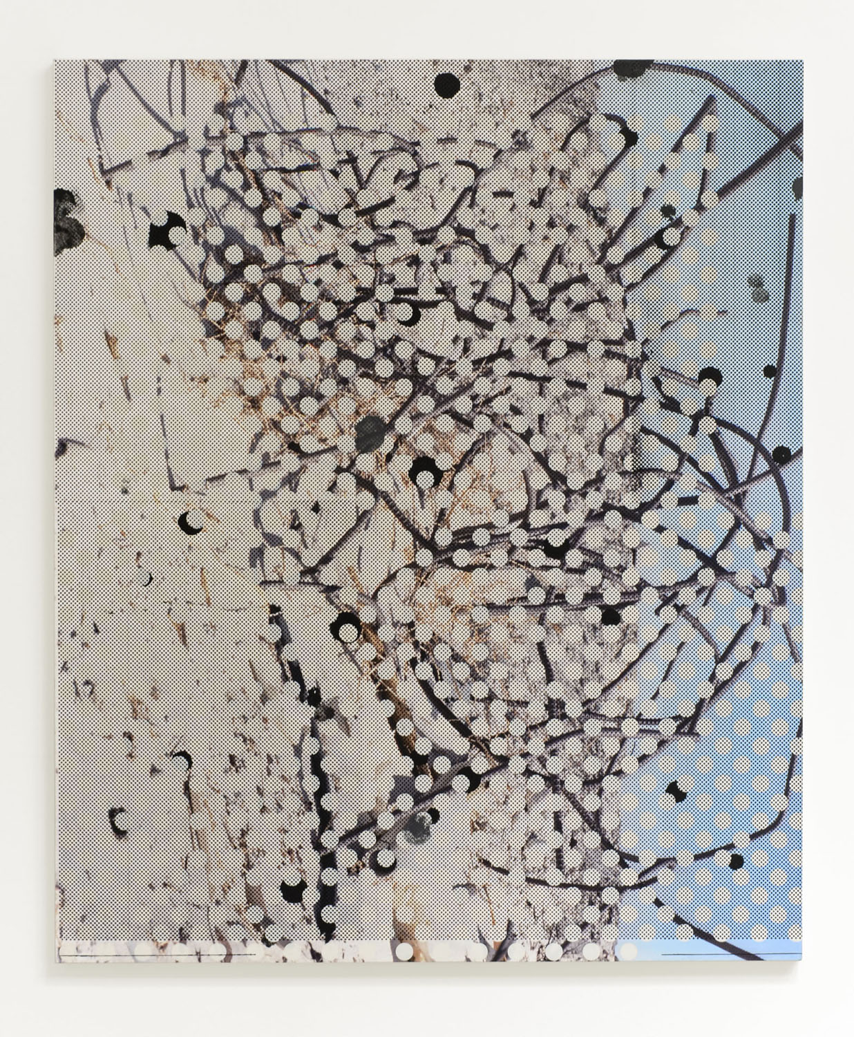  Untitled (rebar 4), 2013  Acrylic, oil and UV cured ink on canvas over panel  65 x 54 inches  165.1 x 137.16 cm       