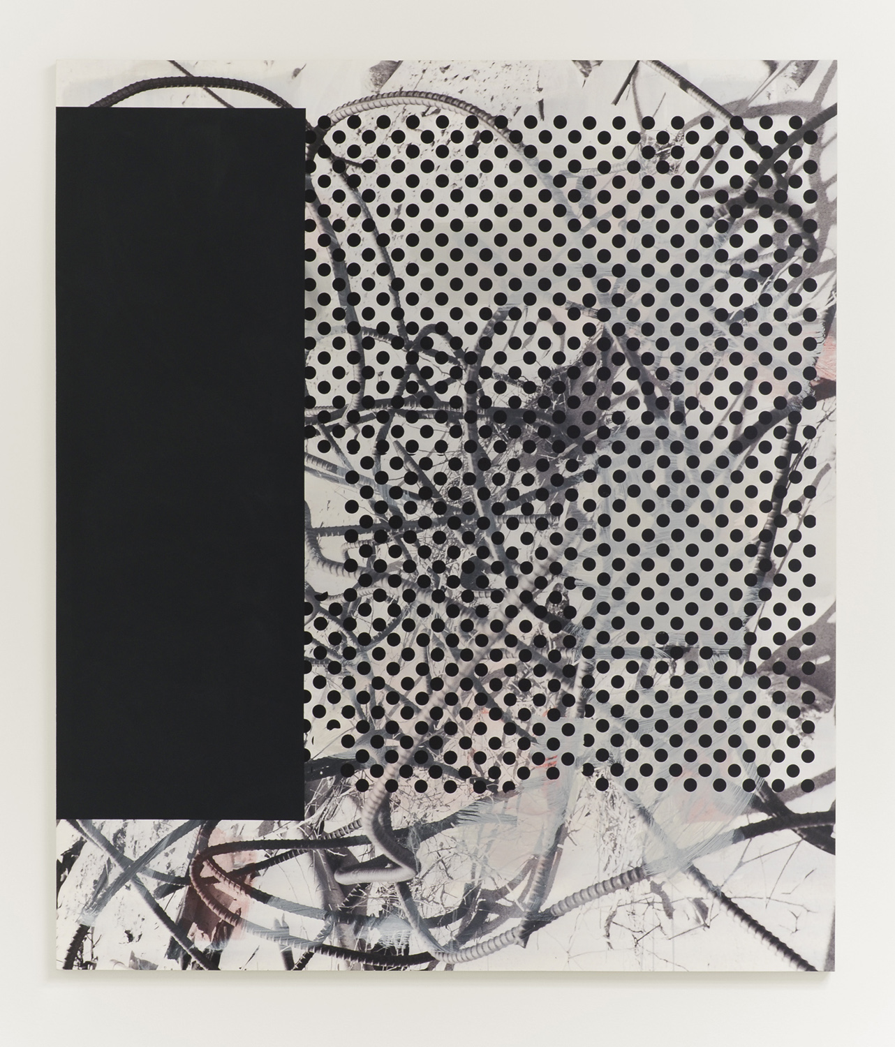  Untitled (rebar 8), 2013  Acrylic, oil and UV cured ink on canvas over panel  84 x 72 inches  213.36 x 182.88 cm       