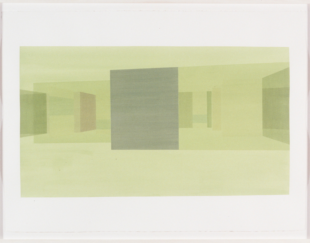  Exterior Study Front (Green), 1999  Liquid acrylic on paper  22 x 30 inches  55.88 x 76.2 cm       