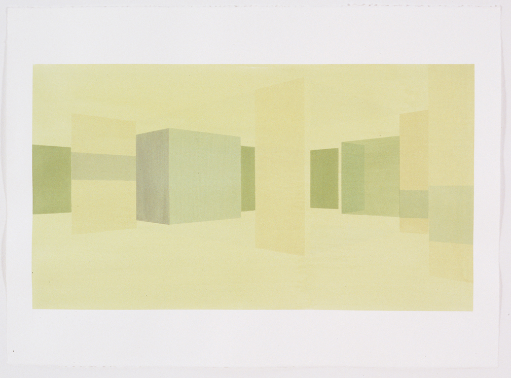  Interior Study North East (View From Entry), 1999  Liquid acrylic on paper  22 x 30 inches  55.88 x 76.2 cm       